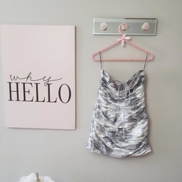 NWT Zara silver metallic floral jacquard mini holiday dress - Picture 7 of 10